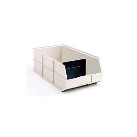 Akro-Mils AkroBins 1800 Series 30348 Stackable Shelf Bin 814W x 2012D x 7H Beige wOne Divider 30348BEIGE